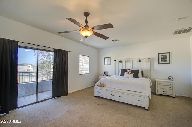 2325 S 88th Dr, Tolleson, AZ 85353 - bedroom featuring light carpet, access to outside, and ceiling fan