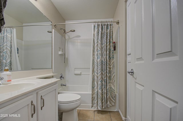 2325 S 88th Dr, Tolleson, AZ 85353 - full bathroom featuring shower / tub combo with curtain, vanity, tile patterned floors, and toilet