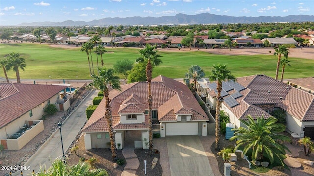 drone / aerial view featuring a mountain view