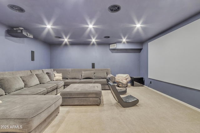 view of carpeted home theater