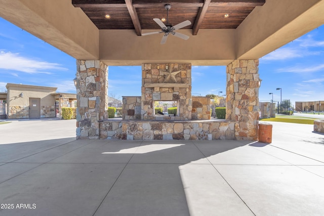 view of patio with ceiling fan