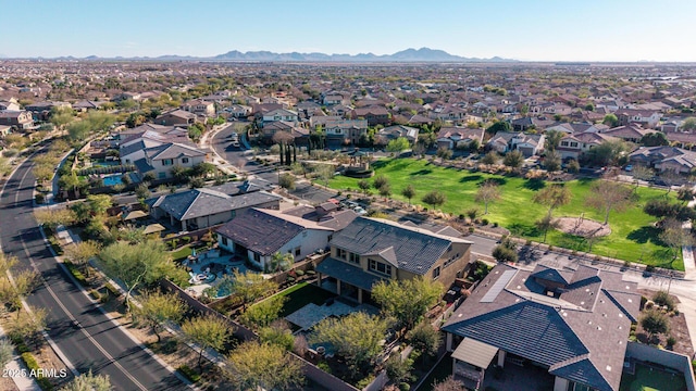 aerial view featuring a residential view and a mountain view