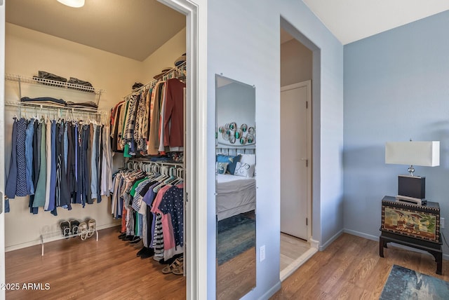 spacious closet with hardwood / wood-style floors