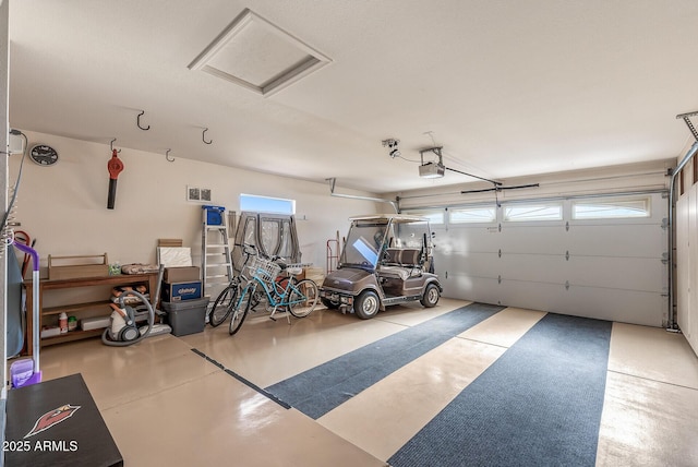 garage with a garage door opener