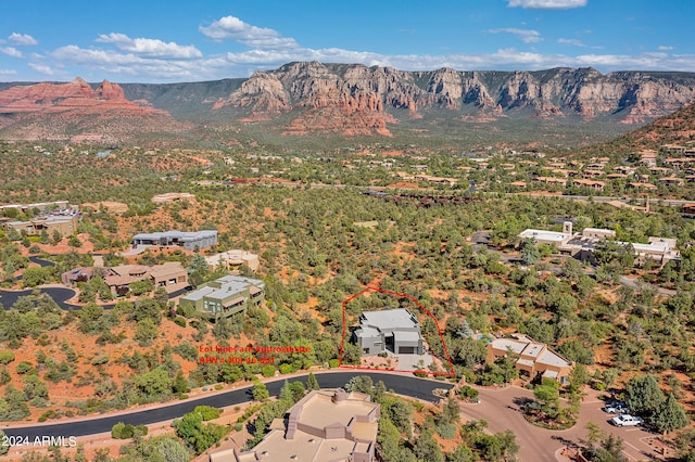 aerial view featuring a mountain view