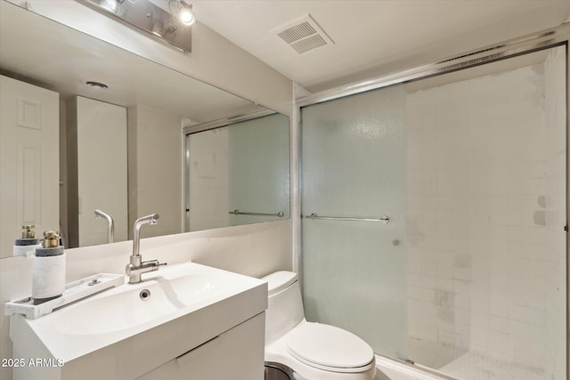 7625 E Camelback Rd Unit B226, Scottsdale, AZ 85251 - full bathroom featuring toilet, a shower stall, and vanity