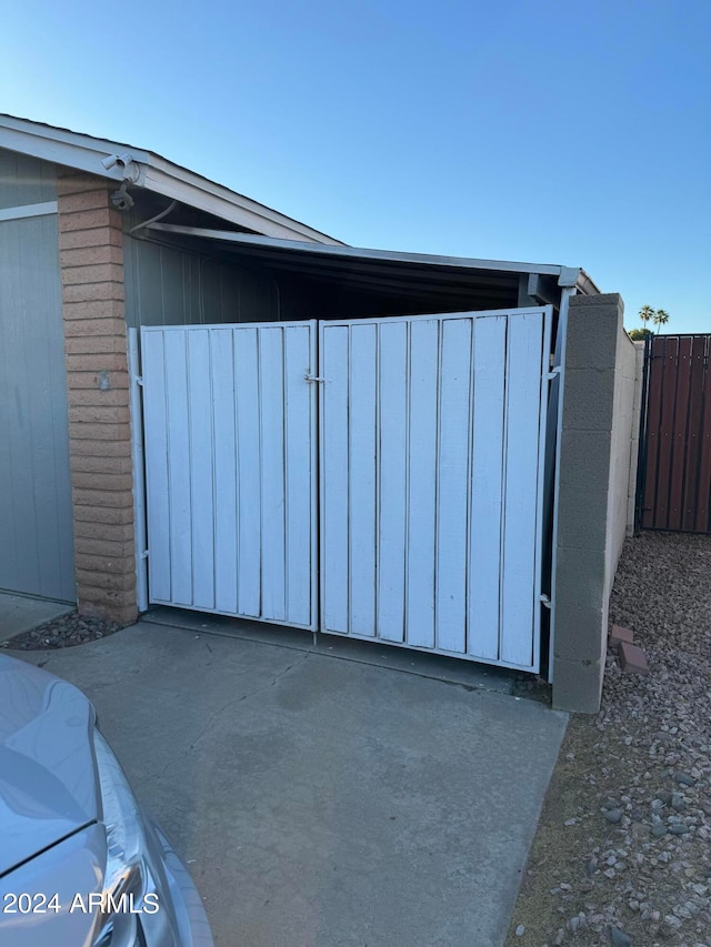 view of garage