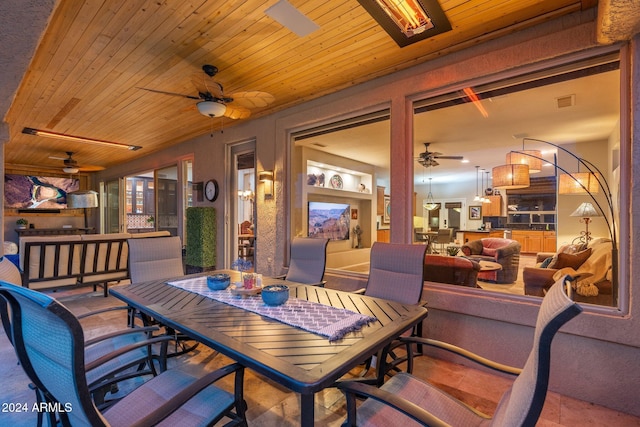 view of patio / terrace featuring ceiling fan and an outdoor hangout area