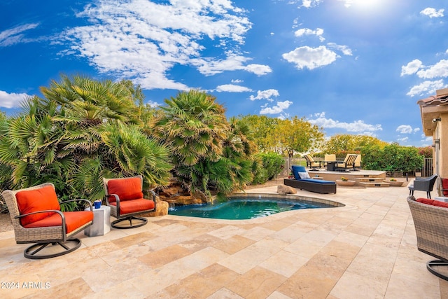 view of pool featuring a patio