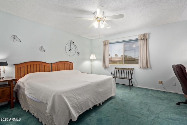 922 S 80th St, Mesa, AZ 85208 - carpeted bedroom featuring a textured ceiling, a ceiling fan, and baseboards