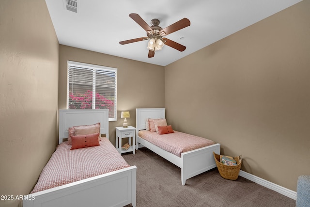 10623 E Acacia Dr, Scottsdale, AZ 85255 - bedroom featuring a ceiling fan, baseboards, visible vents, and carpet floors