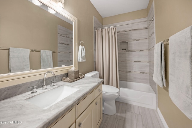 10623 E Acacia Dr, Scottsdale, AZ 85255 - bathroom with vanity, toilet, and shower / bath combo with shower curtain