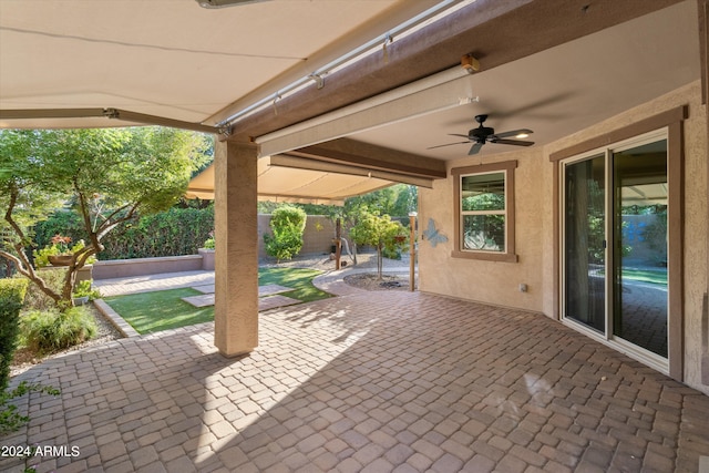 view of patio / terrace featuring ceiling fan