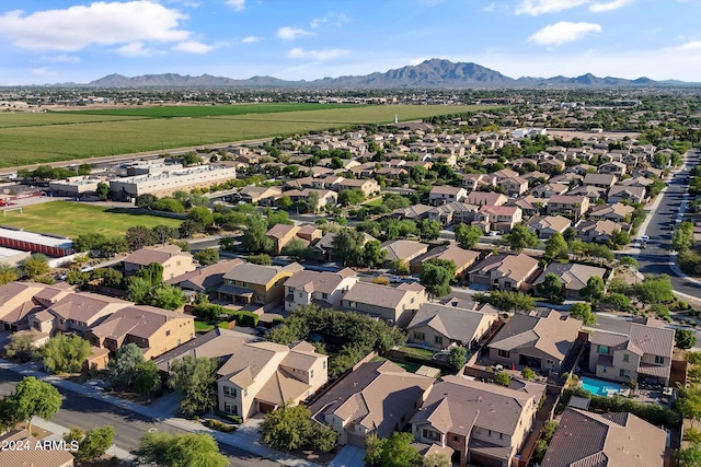 birds eye view of property with a mountain view