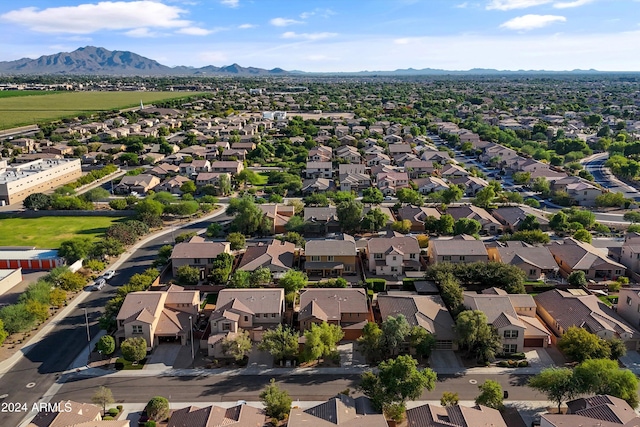 bird's eye view with a mountain view