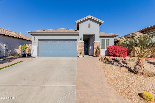 view of front of property with a garage