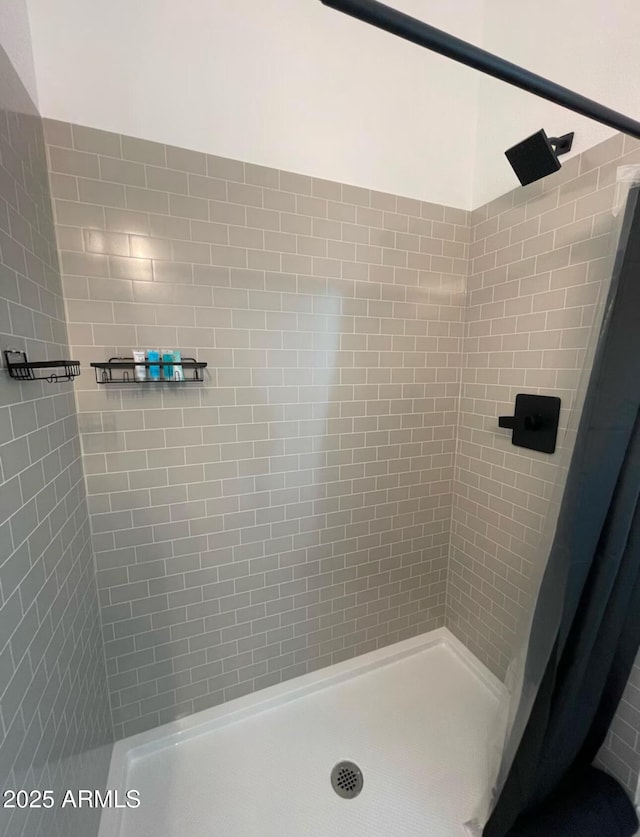 bathroom with a shower stall