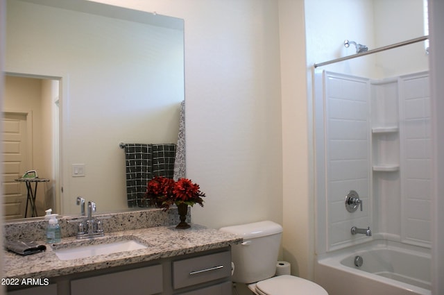 full bathroom featuring vanity, toilet, and tub / shower combination