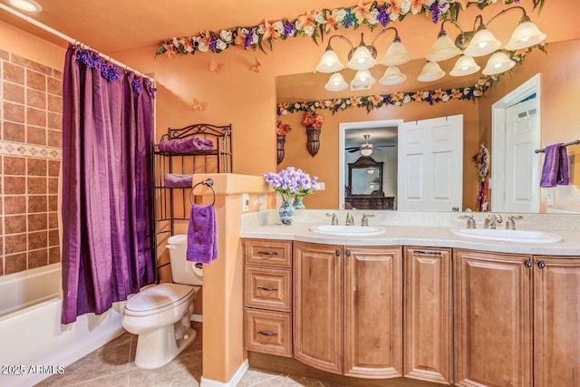28648 N 165th Ave, Surprise, AZ 85387 - bathroom with tile patterned floors, toilet, double vanity, and shower / bath combo