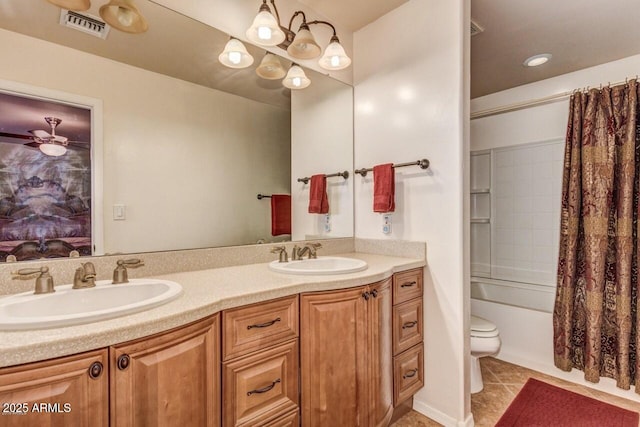28648 N 165th Ave, Surprise, AZ 85387 - full bath with double vanity, tile patterned floors, shower / tub combo with curtain, and toilet
