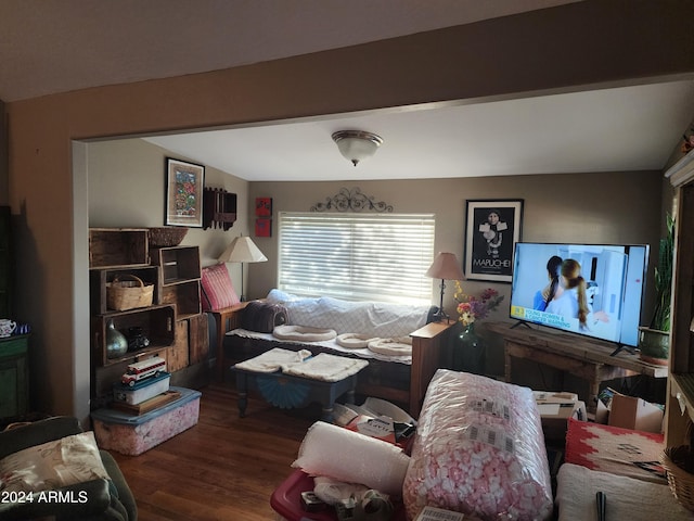 living room with hardwood / wood-style flooring