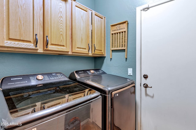 2758 N Sterling, Mesa, AZ 85207 - laundry room featuring separate washer and dryer, cabinet space, and a textured wall