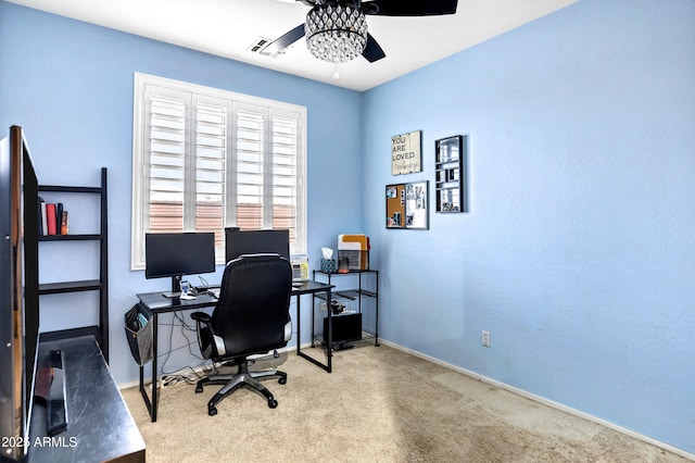2758 N Sterling, Mesa, AZ 85207 - office featuring ceiling fan, carpet floors, and baseboards