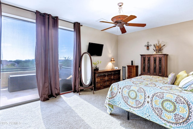 2758 N Sterling, Mesa, AZ 85207 - bedroom featuring carpet floors, access to exterior, and ceiling fan