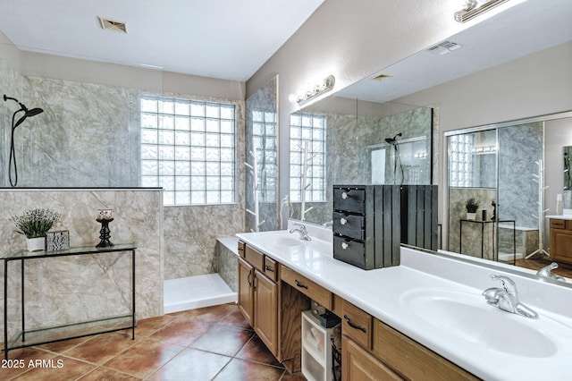 2758 N Sterling, Mesa, AZ 85207 - full bathroom featuring walk in shower, healthy amount of natural light, and double vanity