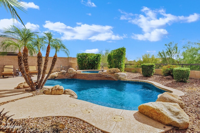 2758 N Sterling, Mesa, AZ 85207 - view of swimming pool with an in-ground hot tub, a fenced backyard, and a patio