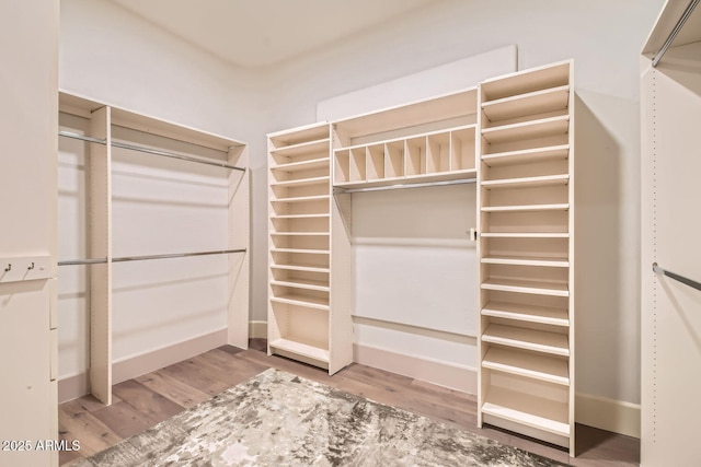 walk in closet featuring hardwood / wood-style floors