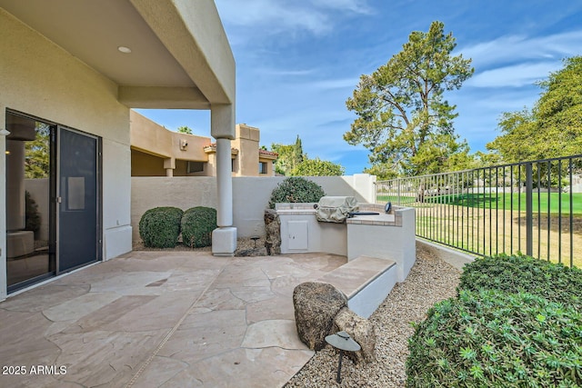 view of patio / terrace with area for grilling and a grill