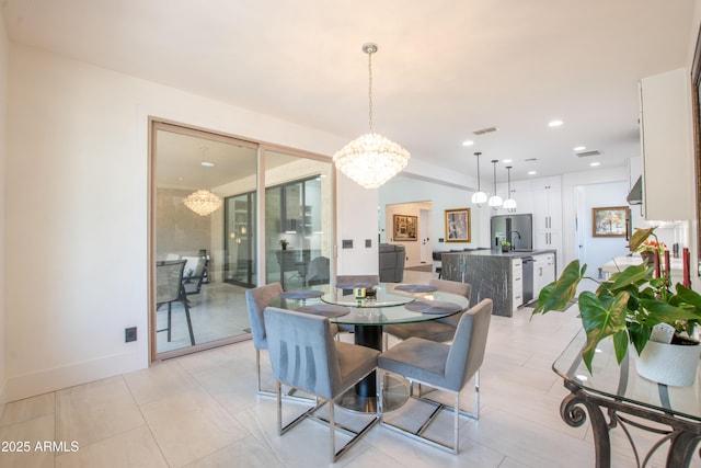 16772 W Cypress St, Goodyear, AZ 85395 - dining area with a chandelier, recessed lighting, and baseboards