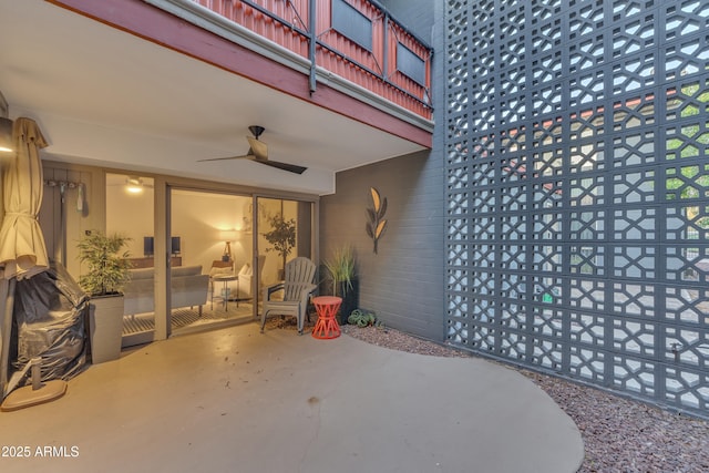 view of patio / terrace with a ceiling fan