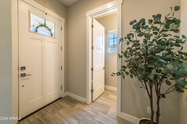 entrance foyer with light wood-type flooring