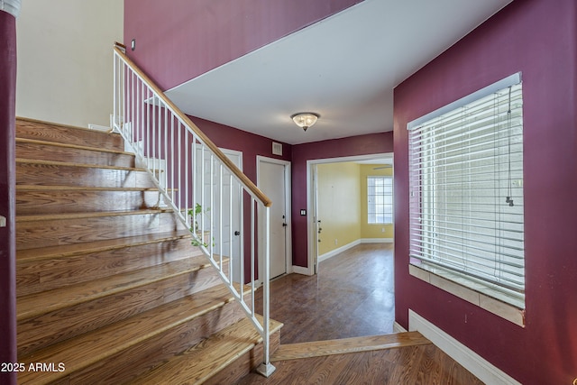 533 N Cobblestone St, Gilbert, AZ 85234 - staircase with wood finished floors and baseboards