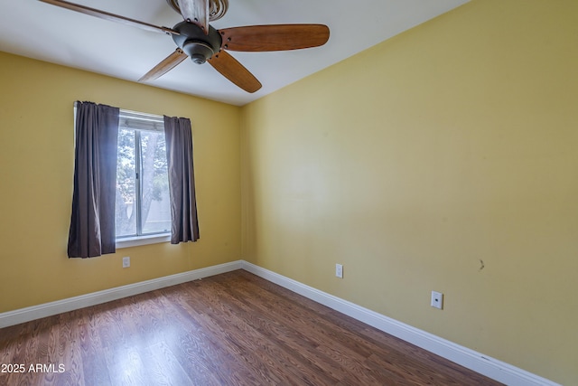 533 N Cobblestone St, Gilbert, AZ 85234 - empty room with wood finished floors, a ceiling fan, and baseboards
