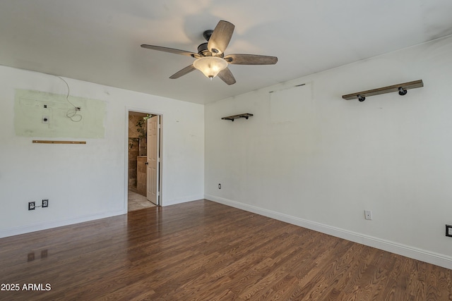 533 N Cobblestone St, Gilbert, AZ 85234 - spare room featuring a ceiling fan, wood finished floors, and baseboards