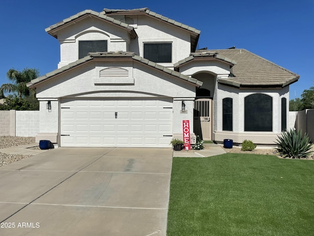2934 S Woodruff Cir, Mesa, AZ 85212 - view of front of property with a tiled roof, concrete driveway, an attached garage, and stucco siding