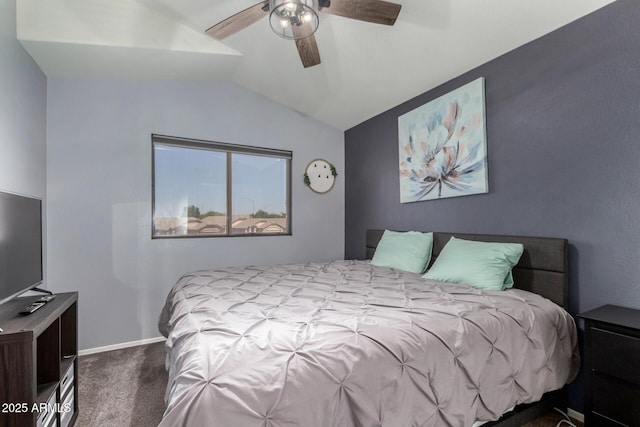 2934 S Woodruff Cir, Mesa, AZ 85212 - carpeted bedroom featuring vaulted ceiling and a ceiling fan