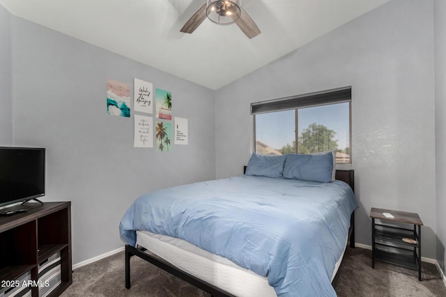 2934 S Woodruff Cir, Mesa, AZ 85212 - bedroom with carpet, vaulted ceiling, and ceiling fan