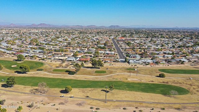 birds eye view of property featuring a mountain view