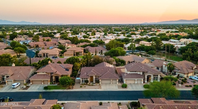 view of aerial view at dusk