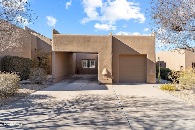 adobe home with a garage