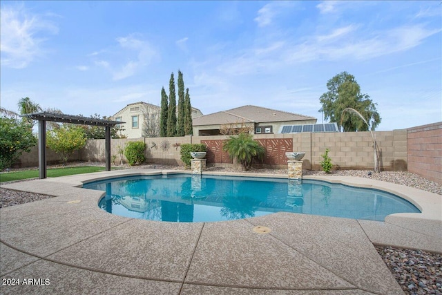 view of swimming pool with a pergola and a patio area