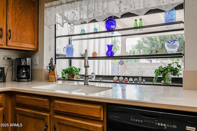 kitchen with black dishwasher and sink