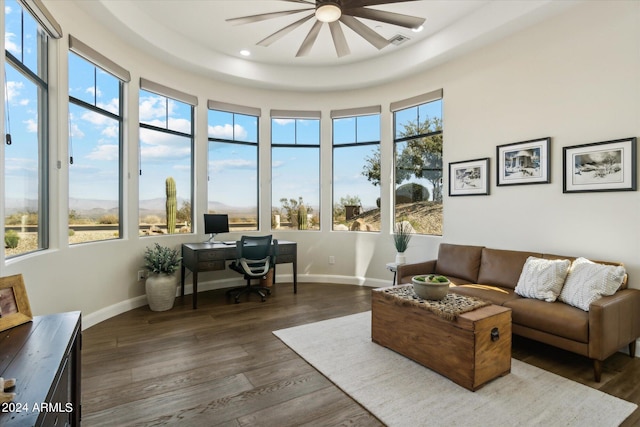 interior space featuring a healthy amount of sunlight and ceiling fan