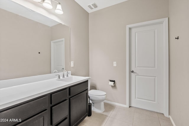 bathroom featuring tile patterned flooring, vanity, and toilet