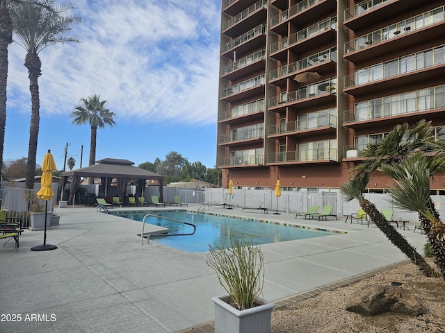 view of pool featuring a gazebo