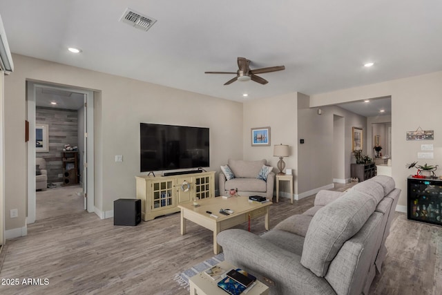 8741 N 185th Ave, Waddell, AZ 85355 - living area with ceiling fan, light wood-style flooring, and recessed lighting